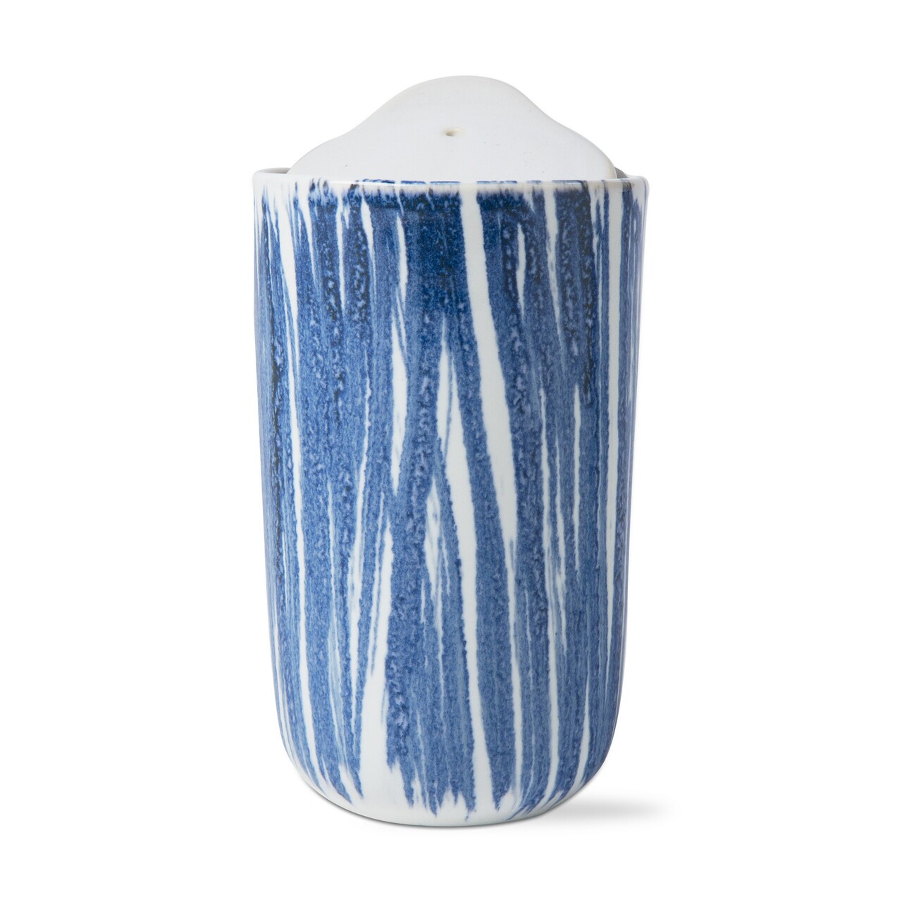 Beach House Stripe Travel Mug - 11oz Ceramic Drinkware, Hand Wash Only, Blue Multi, Perfect for Spring, 5.9" H x 3.35" W